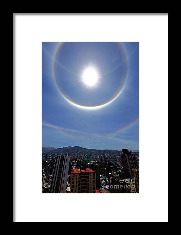 Bolivia Framed Print featuring the photograph Solar halos over central La Paz Bolivia by James Brunker