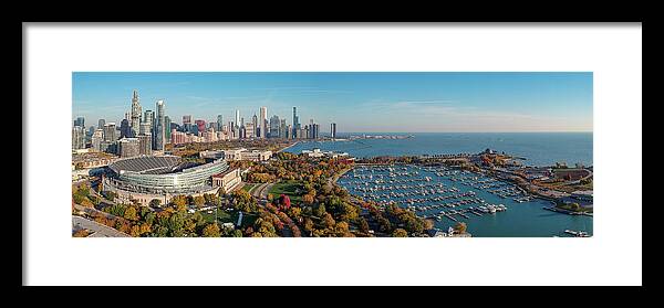 3scape Framed Print featuring the photograph Soldier Field Chicago Fall Panoramic by Adam Romanowicz