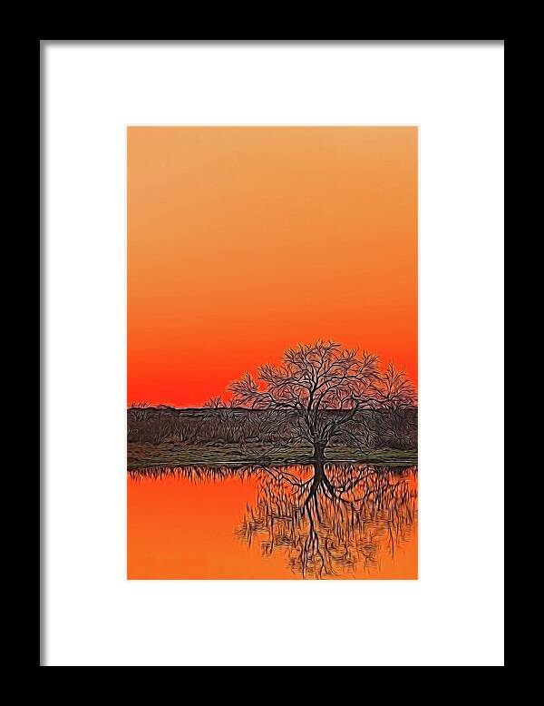 Sunset Framed Print featuring the digital art Solitude Standing by Brad Barton