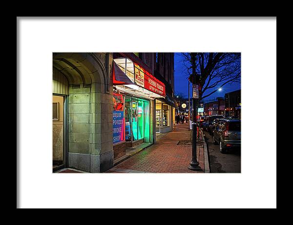 Somerville Framed Print featuring the photograph Somerville Massachusetts Davis Square Robbins Tobacco Elm Street by Toby McGuire