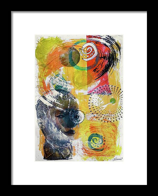 Abstract Framed Print featuring the mixed media Something About Round Things by Jessica Levant