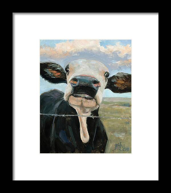 Cow Framed Print featuring the painting Something in the way she Moos by Billie Colson