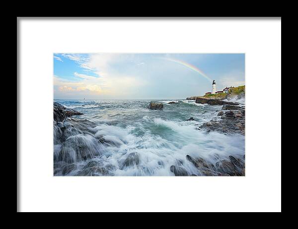 Portland Head Lighthouse Framed Print featuring the photograph Somewhere Under the Rainbow by Kristen Wilkinson
