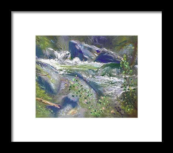 Rushing Water Framed Print featuring the pastel Song of Spring by Sandra Lee Scott