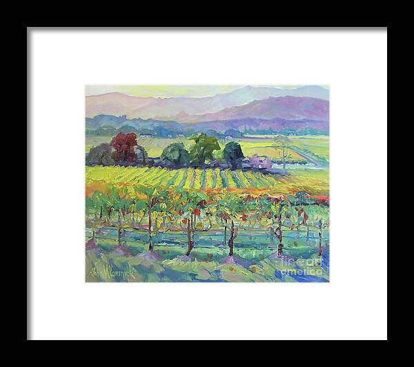 Sonoma Vineyard Framed Print featuring the painting Sonoma Valley Vineyard by John McCormick