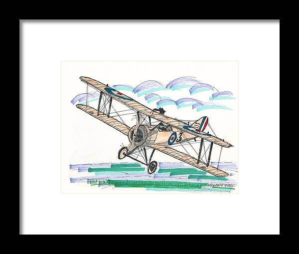 Old Rhinebeck Aerodrome Framed Print featuring the drawing Sopwith Pup Airplane by Richard Wambach