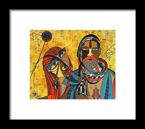 Cubism Framed Print featuring the painting Soul Mates by Raji Musinipally