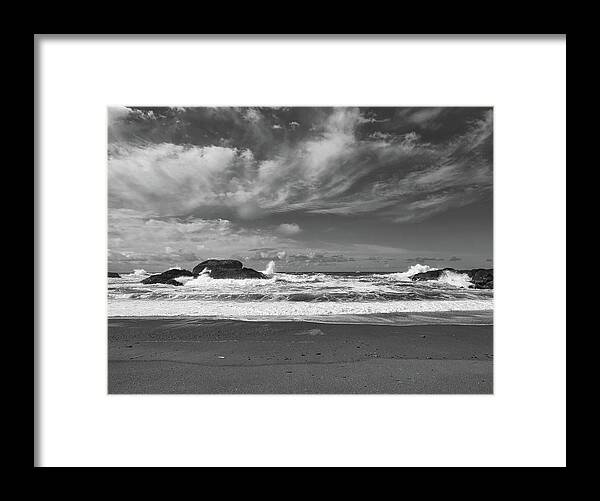 Landscape Framed Print featuring the photograph South Beach Vista Black and White by Allan Van Gasbeck