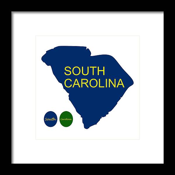 South Carolina Framed Print featuring the digital art South Carolina USA with Text by Bob Pardue