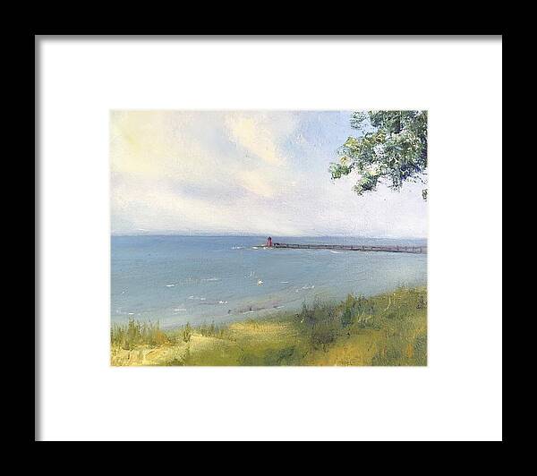 Lighthouse Framed Print featuring the painting South Haven Lighthouse by Rachel Barlow