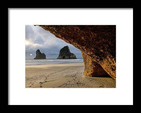 Wharariki Beach Framed Print featuring the photograph Castles Of Sand - Farewell Spit, South Island. New Zealand by Earth And Spirit