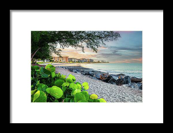 Beach Framed Print featuring the photograph South Jetty Morning Stroll To Beach by Rudy Wilms