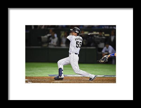 People Framed Print featuring the photograph South Korea v Japan - WBSC Premier 12 Semi Final by Masterpress