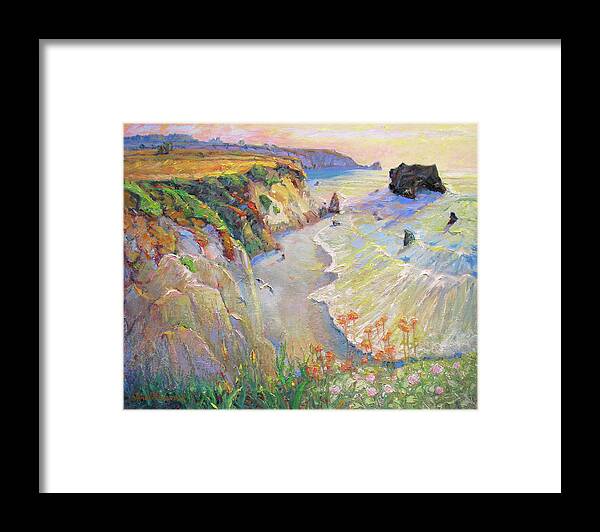 Arch Rock Framed Print featuring the painting South to Arch Rock by John McCormick