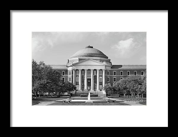 Southern Methodist University Framed Print featuring the photograph Southern Methodist University Dallas Hall by University Icons