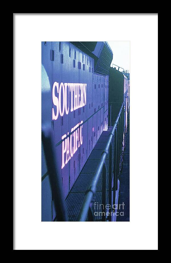 Train Framed Print featuring the photograph VINTAGE RAILROAD - Southern Pacific Locomotive by John and Sheri Cockrell
