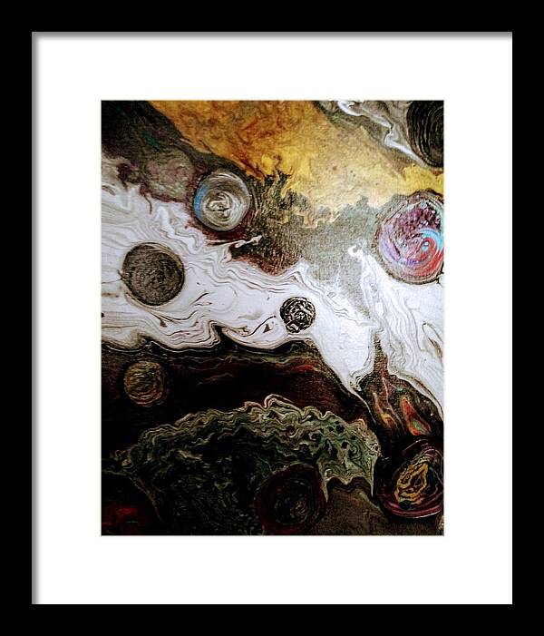 Metallic Framed Print featuring the painting Space Metal by Anna Adams