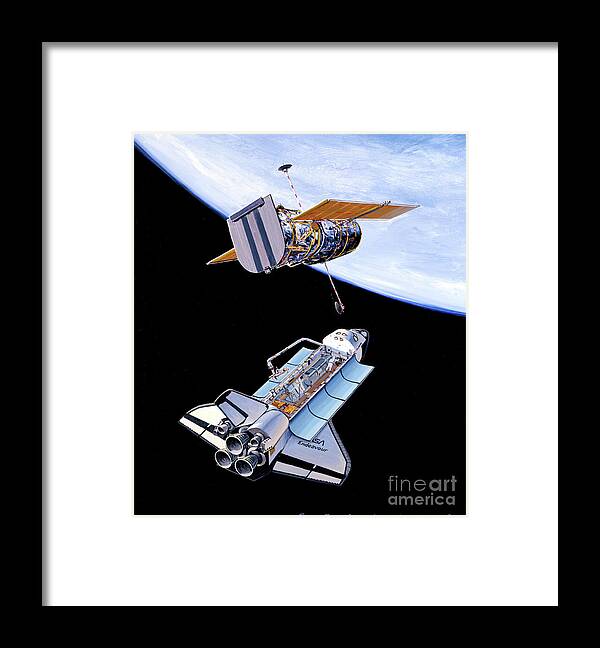 Aviation Framed Print featuring the painting Space Shuttle Endeavour by Jack Fellows