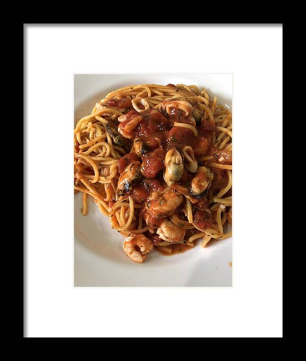 Prawn Framed Print featuring the photograph Spaghetti with seafood by ©Daniela White Images