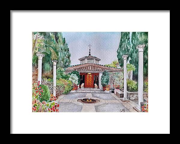 Watercolor Framed Print featuring the painting Spanish patio. Costa del Sol. Granada by Carolina Prieto Moreno