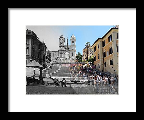 Spanish Steps Framed Print featuring the photograph Spanish Step, Old and New by Eric Nagy