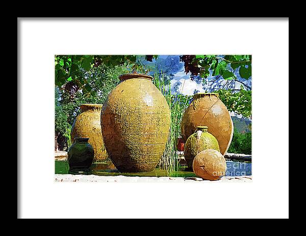 Fountain Framed Print featuring the digital art Spanish Urn Fountain by Kirt Tisdale