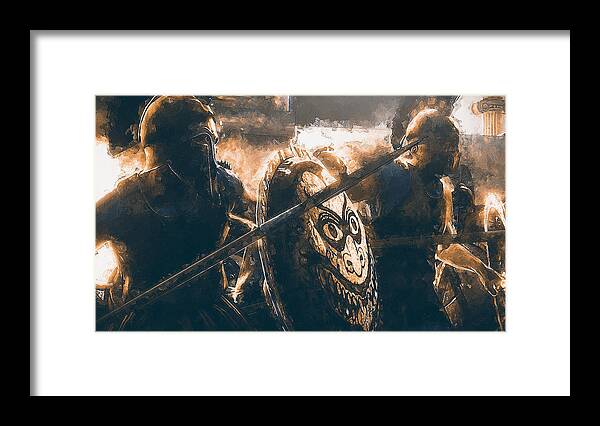 Spartan Warrior Framed Print featuring the painting Spartans at War, 01 by AM FineArtPrints