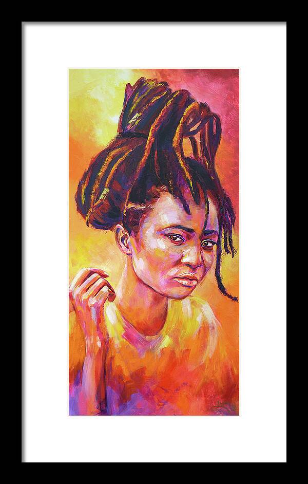 Black Women Framed Print featuring the painting Speak My Mind by Luzdy Rivera