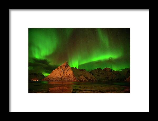 Northern Light Framed Print featuring the photograph Spectacular night in Lofoten 4 by Dubi Roman