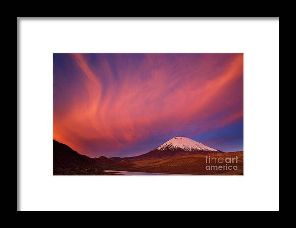 Chile Framed Print featuring the photograph Spectacular Parinacota Sunset Chile by James Brunker