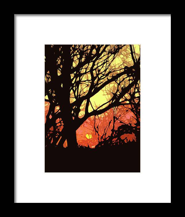 Sunset Framed Print featuring the digital art Spectacular Sunset by Nancy Olivia Hoffmann