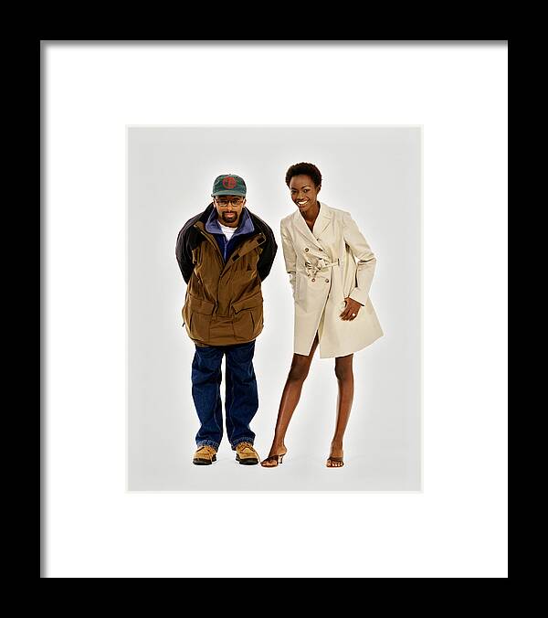 Fashion Framed Print featuring the photograph Spike Lee and Model Kiara Kabukuru by Arthur Elgort
