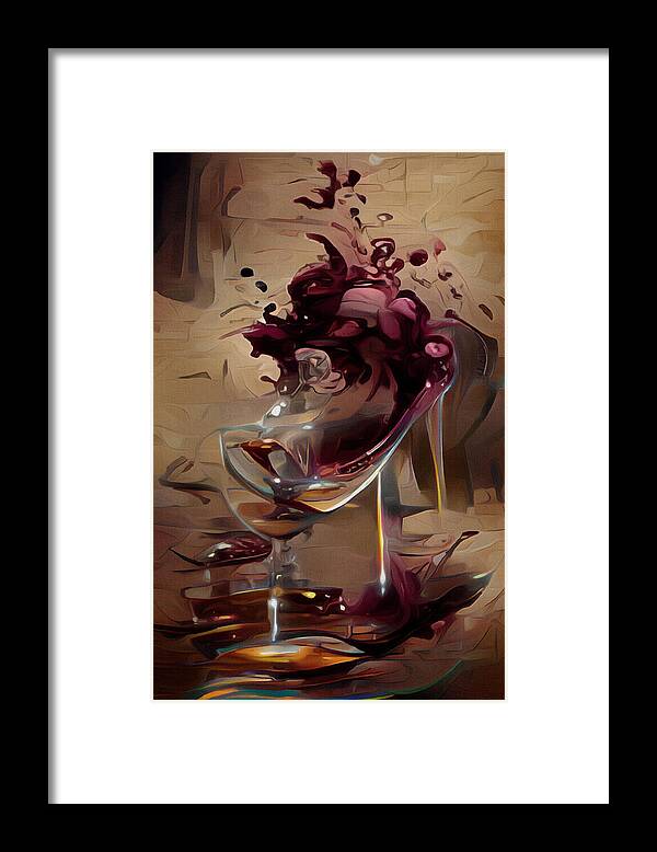  Framed Print featuring the digital art Spilled Wine by Michelle Hoffmann