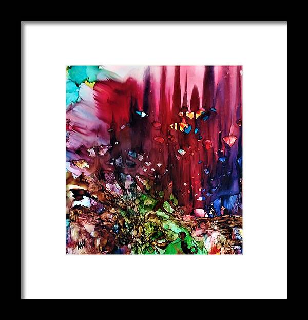 Story Framed Print featuring the painting Spinning tales of the wood by Angela Marinari