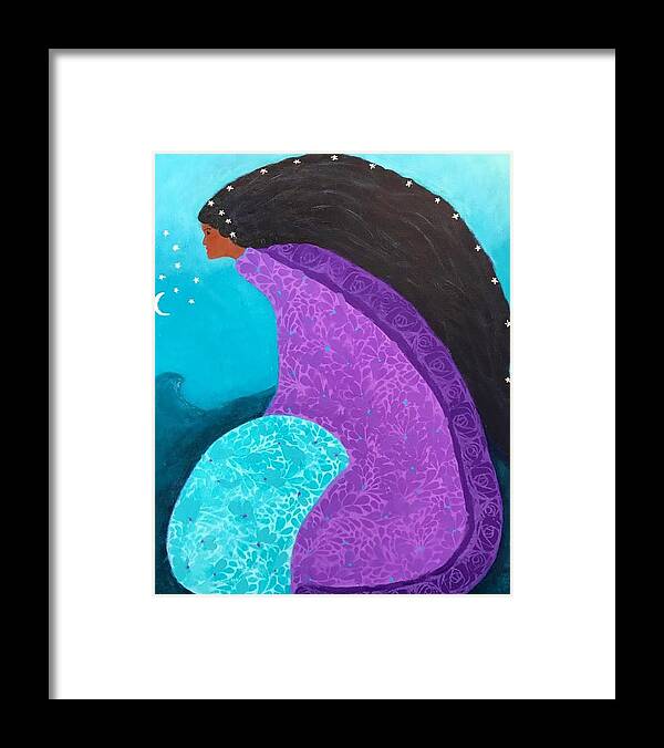 Femininity Framed Print featuring the painting Spirit of the Night by Sue Gurland