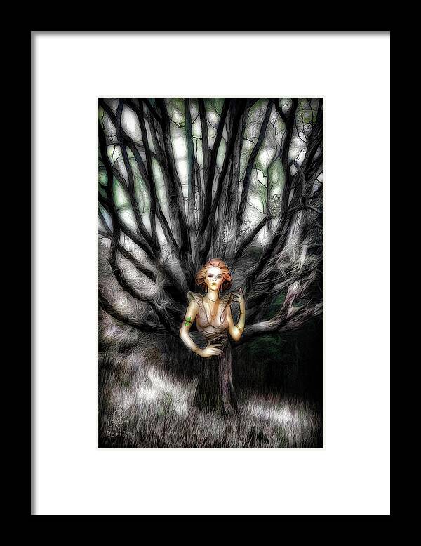 Woman Framed Print featuring the digital art Spirit of the Trees by Pennie McCracken