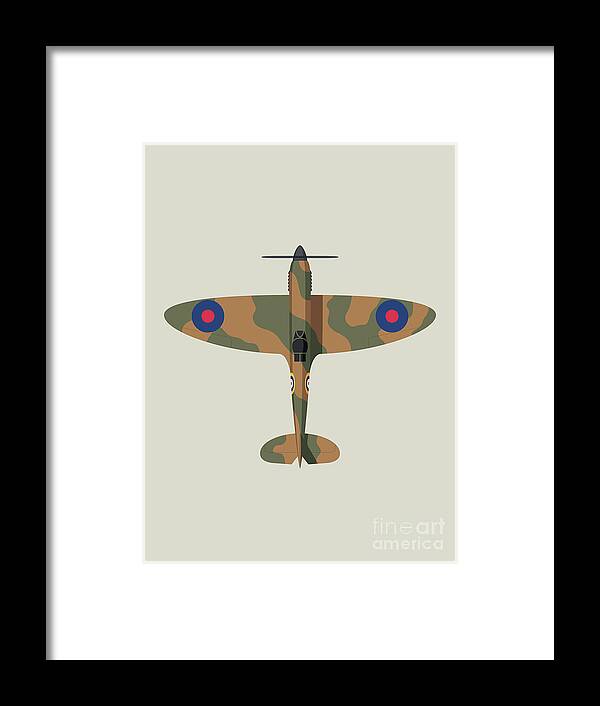 Aircraft Framed Print featuring the digital art Spitfire WWII Fighter Aircraft - Earth Brown by Organic Synthesis