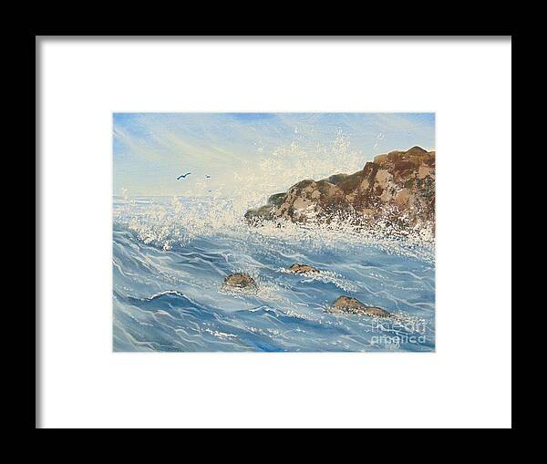Ocean Framed Print featuring the painting Splash by Saundra Johnson