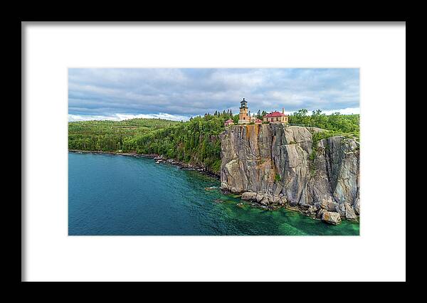 Split Rock Lighthouse Framed Print featuring the photograph Split Rock Lighthouse Aerial by Sebastian Musial