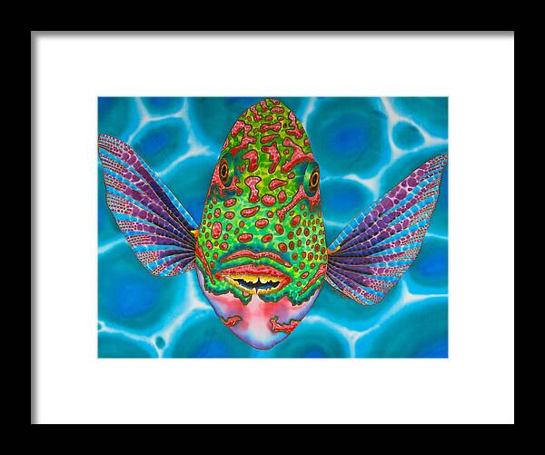 Diving Framed Print featuring the painting Bicolor Parrotfish by Daniel Jean-Baptiste