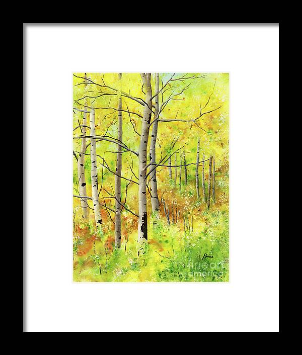 Trees Framed Print featuring the painting Spring Aspens by Hailey E Herrera