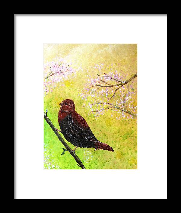 Bird Framed Print featuring the painting Spring Bird by Medea Ioseliani