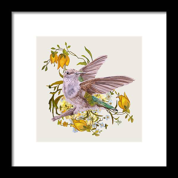 Hummingbird Framed Print featuring the painting Spring Dance I by Angeles M Pomata