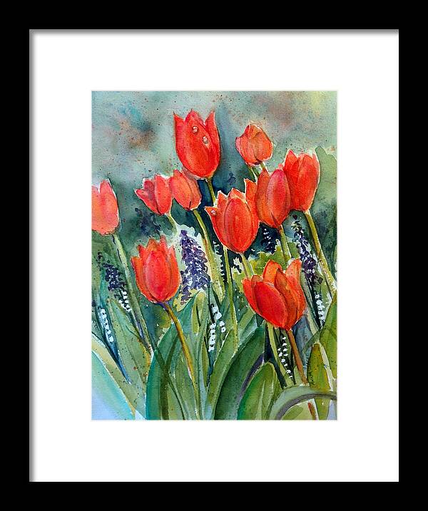 Tulips Framed Print featuring the painting Spring Garden by Anna Jacke