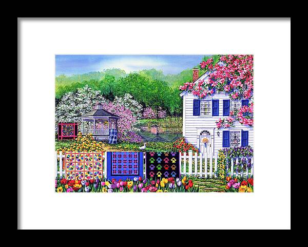 Quilts Framed Print featuring the painting Spring Garden by Diane Phalen