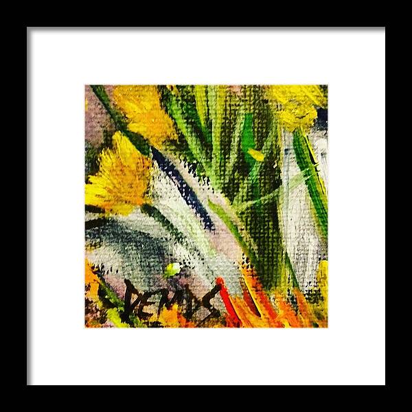 Sunflowers Framed Print featuring the painting Spring Gardens by Julie TuckerDemps