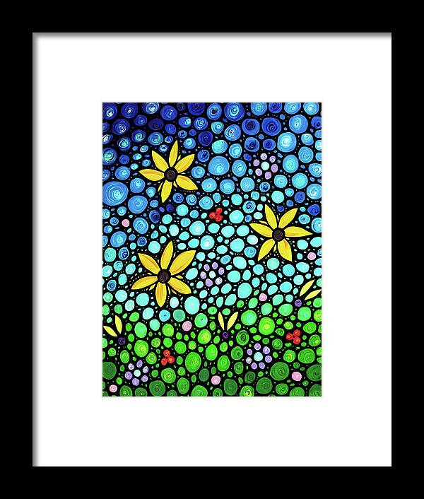 Floral Framed Print featuring the painting Spring Maidens Large Size Flower Mosaic Art by Sharon Cummings
