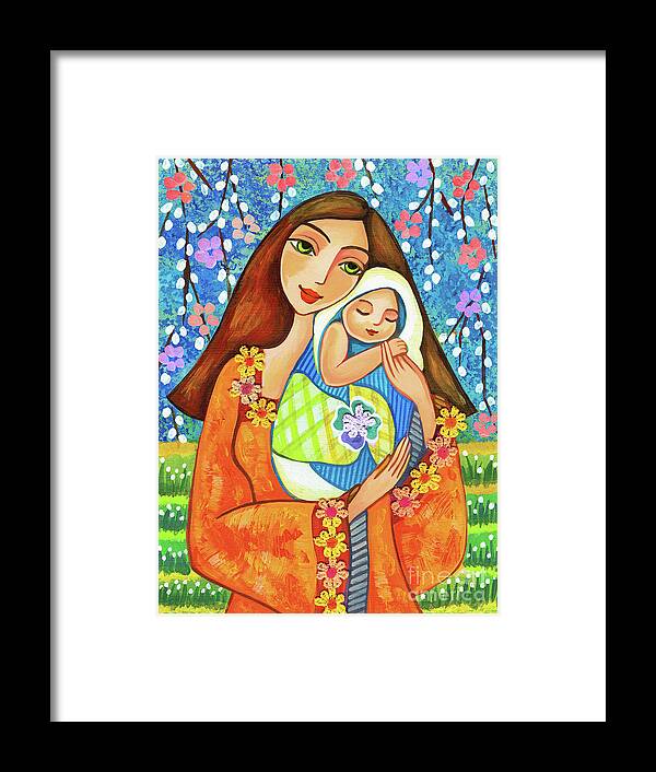 Mother And Child Framed Print featuring the painting Spring Mother by Eva Campbell