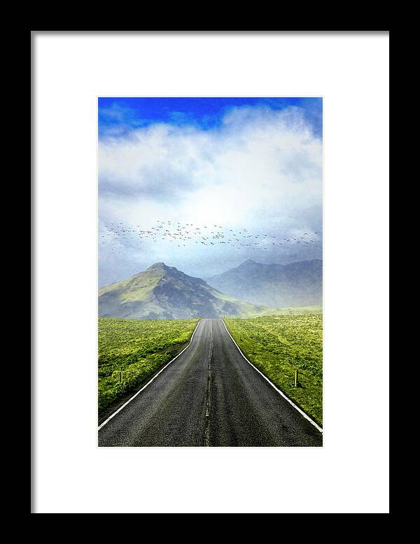 Clouds Framed Print featuring the photograph Spring Roadways in Iceland by Debra and Dave Vanderlaan