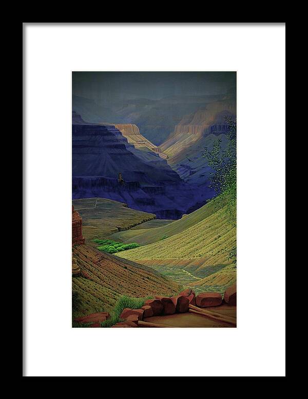 Kim Mcclinton Framed Print featuring the painting Spring Storm On Bright Angel Trail by Kim McClinton